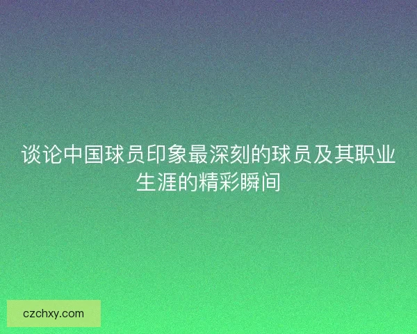 谈论中国球员印象最深刻的球员及其职业生涯的精彩瞬间