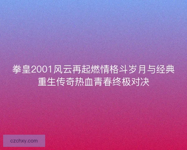 拳皇2001风云再起燃情格斗岁月与经典重生传奇热血青春终极对决