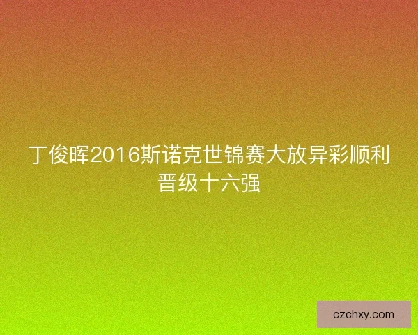 丁俊晖2016斯诺克世锦赛大放异彩顺利晋级十六强
